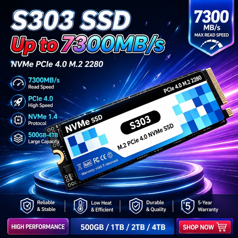 M.2 Nvme 4Tb Pcie 4.0 Ssd - S303 M.2 NVMe Dahili 500GB/1TB/2TB/4TB SSD,